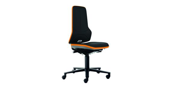 Otoč. prac. židle Neon 2 výška sedáku 450–620mm um. kůže s kol. oranž. flexi pás