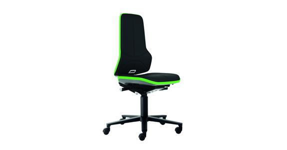 Otoč. prac. židle Neon 2 výška sedáku 450–620mm um. kůže s kol. zelený flexi pás