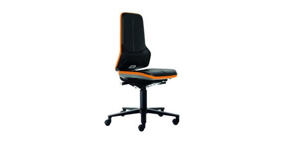 Otoč. prac. židle Neon 2 výška sedáku 450–620mm pěna PU s kol., oranž. flexi pás