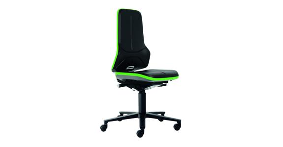 Otoč. prac. židle Neon 2 výška sedáku 450–620mm pěna PU s kol., zelený flexi pás