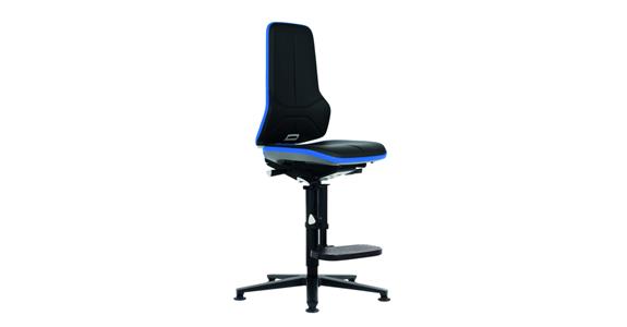 Otoč. prac. židle Neon 3 výška sedáku 590–870mm um. kůž. kluzy modrý flexi pás