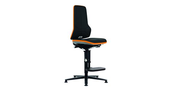 Otoč. prac. židle Neon 3 výška sedáku 590–870mm um. kůž. kluzy oranž. flexi pás