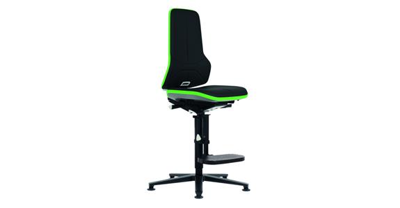Otoč. prac. židle Neon 3 výška sedáku 590–870mm um. kůž. kluzy zelený flexi pás