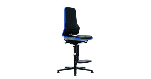 Otoč. prac. židle Neon 3 výška sedáku 590–870mm pěna PU kluzy modrý flexi pás