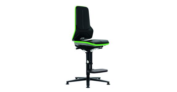 Otoč. prac. židle Neon 3 výška sedáku 590–870mm pěna PU kluzy zelený flexi pás