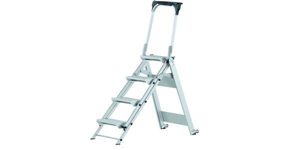 Safety steps with safety bar, folding, 3 steps platform height 0.66 m