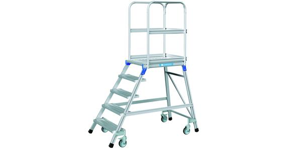 Pojízdné schůdky s plošinou ZARGES Z 600, jednostranné, 5 stupňů, 1,20 m