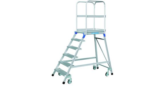Pojízdné schůdky s plošinou ZARGES Z 600, jednostranné, 6 stupňů, 1,44 m