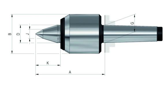 Synchronously running punch tip 400 NC tip angle 60° size 424 MK 4
