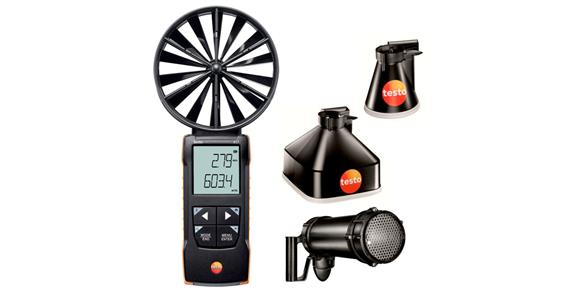 testo 417 digital impeller anemometer with measuring funnels and straightener