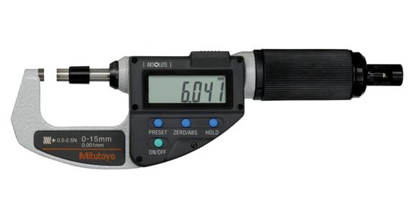 Mitutoyo Quickmike micrometer with adjustable measuring force 0-15 mm
