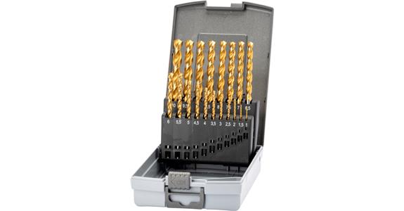 Sada spirálových vrtáků ATORN TLP HSSE-TIN DIN 338 1,0–10,0 mm, 0,5 v kazetě