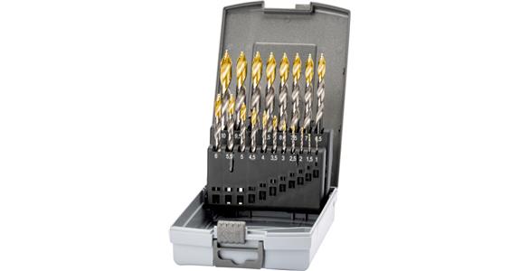 Sada spir. vrtáků ATORN STEP DRILL, N, HSS, hlava TiN, 1–10 mm, 0,5, v kazetě