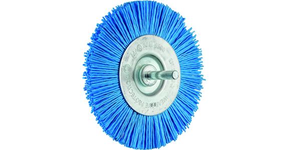 Wheel brush, dia. 100 mm, shank 6 mm, grain 180, blue universal