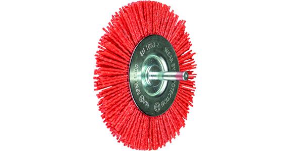 Wheel brush, dia. 100 mm, shank 6 mm, grain 80, red universal