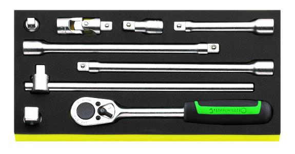 TCS ratchet set 6 pieces, chrome-alloy steel, AS drive chrome-plated
