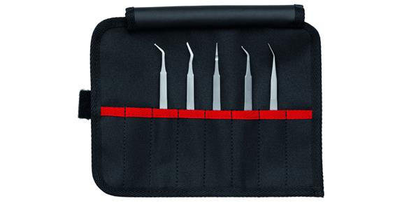 SMD precision tweezers set, 5 pieces in tool roll