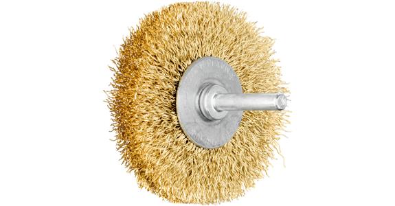 Shank wheel brush, brass wire, 0.20x6x30 mm, cylinder clamping shank dia. 6 mm