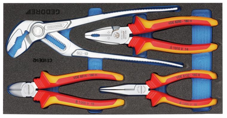 1001108166 VDE pliers assortment in check tool module 4-piece 2309033