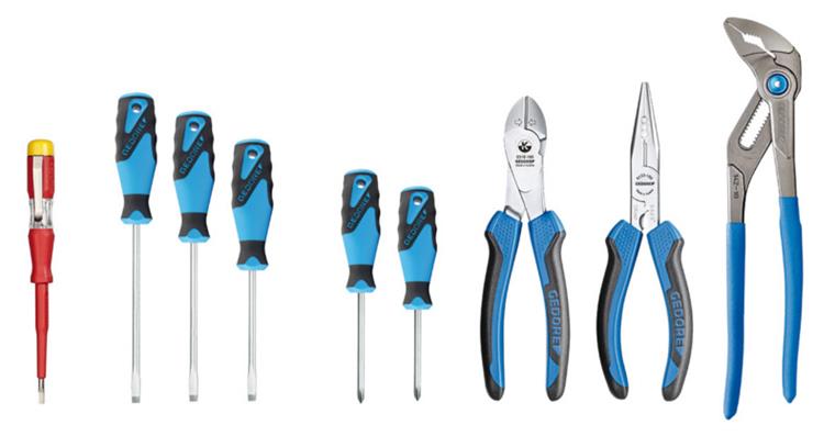 1001109590 pliers/screwdriver assortment for tool card 9-piece 2836211