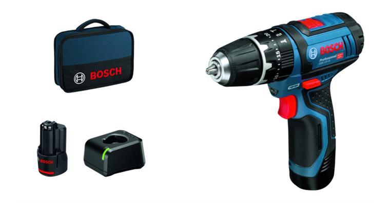 1005112965 BOSCH GSB 12V-15 akuvrtačka, 2× aku 12V/2Ah, nabíječka GAL 12V-20, taška