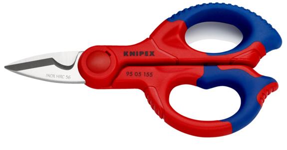 Elektrikářské nůžky KNIPEX, 155 mm, s dvoudílnou rukojetí a pouzdrem na opasek
