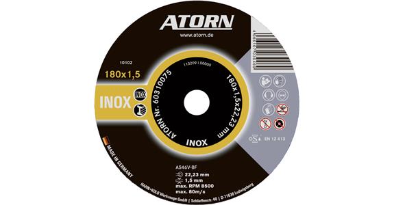 ATORN řezný kotouč pro nerezovou ocel, 180 x 1,5 x 22 mm, ocel INOX