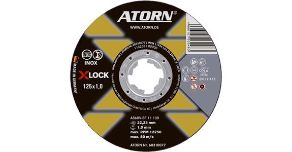 Řez. kotouč ATORN pro ocel a ner. ocel se syst. X-LOCK, prům. 125 x 1 x 22,23 mm