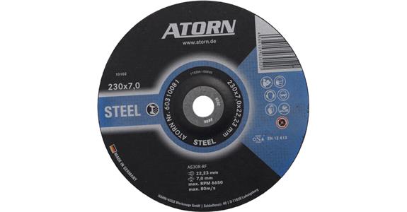 Hrubovací kotouč ATORN na ocel/litinu – typ A30P8BF153, 180 x 7 x 22.23 mm