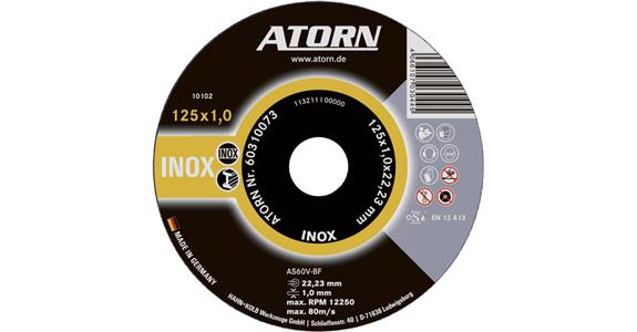 Řezný kotouč ATORN na nerezovou ocel, 230 x 1,5 x 22 mm, kotouč INOX