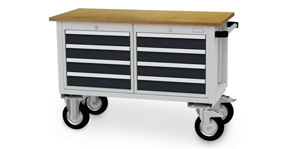 Mobile Werkbank B1200xT540xH820mm RAL7035/7016 8x Schublade