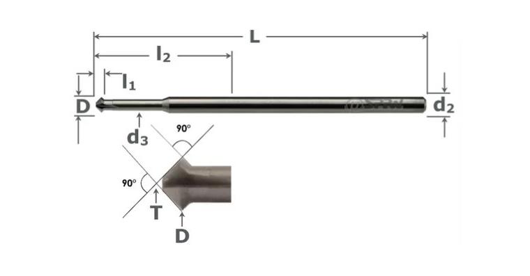 1002165362 Oboustranný mini-odjehlovač VHM 90° Ø1,8 L:60×8×0,75 z:3