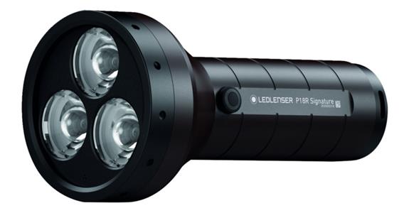 LED torch P18R Signature with rechargeable battery, 4,500 lm, IP54