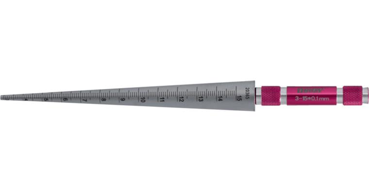 1095011810 Měřicí trn kónických otvorů, průměr 3-15 mm, stupnice 0,1 mm