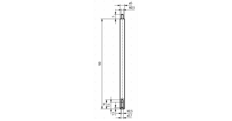 1033114123 Prodloužení č.16E pro úchylkoměry závit M2,5 délka 100 mm