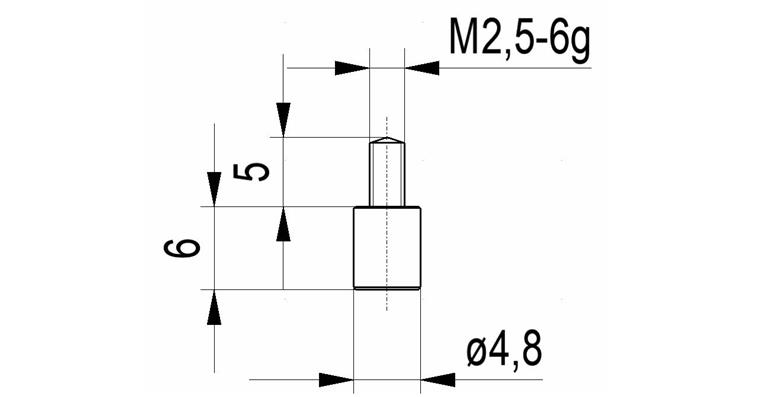 1033114103 Plochý hrot č.3 pro úchylkoměry závit A M2,5 prům. 4,8 mm