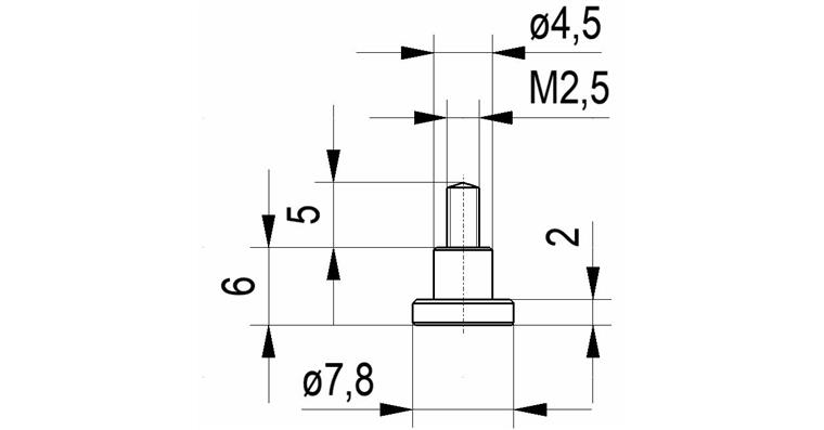1033114104 Plochý hrot č.4 pro úchylkoměry závit A M2,5 prům. 7,8 mm