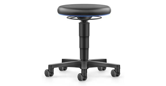 Allround Hocker mit Rollen Kunstleder Farbring blau