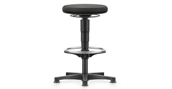 Allround Hocker hoch mit Gleiter und Ring Stoff Farbring grau
