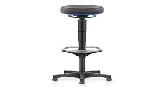 Allround Hocker hoch mit Gleiter und Ring Supertec Farbring blau