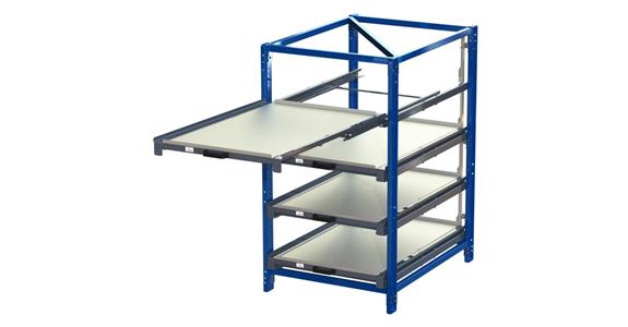 Kompakt-Auszugregal mit 4 Fächern 100% Längsauszug H1560xB880xT1251 mm