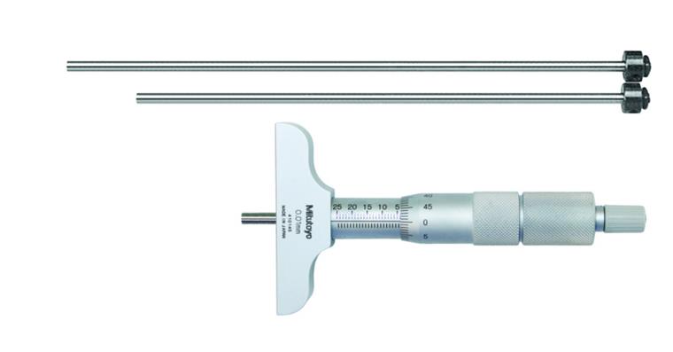 1031691101 Hloubkoměr mikrometrický 0–50 mm 101,6×16 mm se 2 prodlouženími