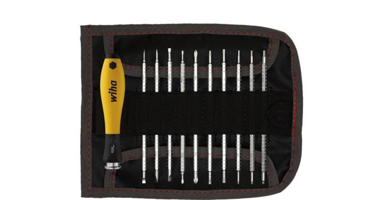 1001618406 screwdriver with interchangeable blades set ESD 12-piece in roll-up pouch 31499