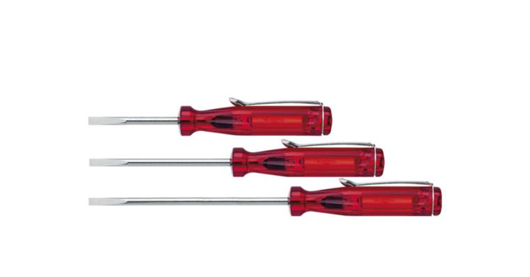 1001613021 small screwdriver slotted transparent-red clip-on clip 3.0 x 40 mm 01537