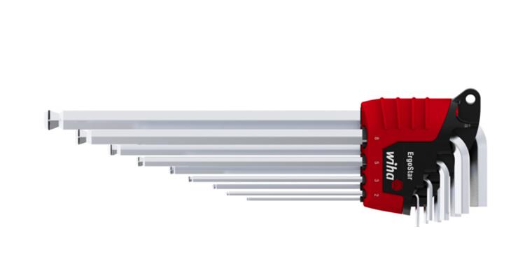 1001611557 hex key set hexagonal ball head 10-piece matt chrome-plated 43851