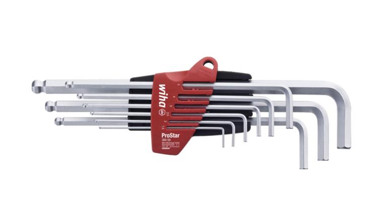 1001616324 hex key set hexagonal ball end 9-piece matt chrome-plated 07192