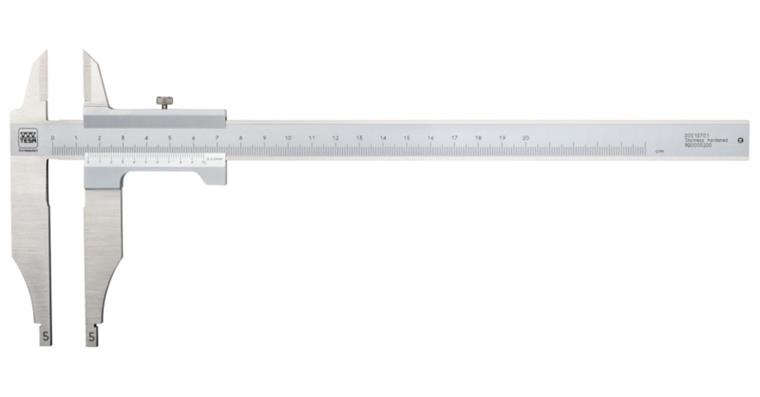 1001336644 Přesné dílenské posuvné měřítko 0–200 mm s jemným nastav., odečítání 0,05 mm