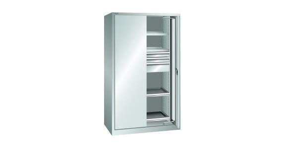 Schwerlastschrank mit 2 Vollblech-Einschwenktüren 1146x690x1950mm RAL 7035