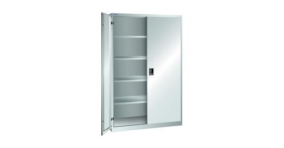 Flügeltürschrank BxTxH 1250x400x1950mm 4 Fachböden RAL 7035