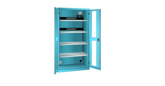 Akku-Ladeschrank mit Sichtfenster-Türen 1000x580x1950mm Typ D 2x5 230V RAL 5012